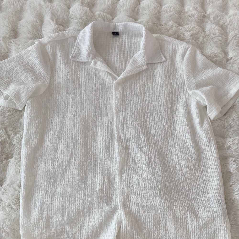 Men's White Textured Shirt